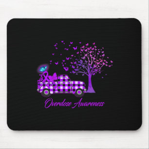 Overdose Awareness Butterfly Ribbon Purple  Mouse Pad