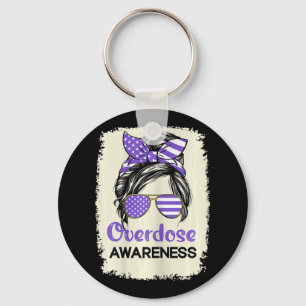 Overdose Awareness Day 2022 Purple Ribbon 1  Key Ring