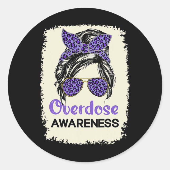 Overdose Awareness Day 2022 Warrior Purple Messy B Classic Round Sticker (Front)