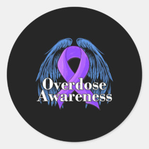 Overdose Awareness Day Angel Against Addictions  Classic Round Sticker