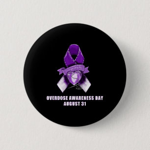 Overdose Awareness Day Purple Ribbon August 31 6 Cm Round Badge
