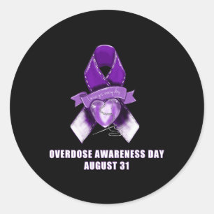 Overdose Awareness Day Purple Ribbon August 31 Classic Round Sticker