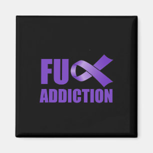 Overdose Awareness Day Purple Ribbon FU Addiction  Magnet