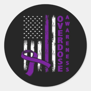 Overdose Awareness Day Usa American Flag Overdose Classic Round Sticker