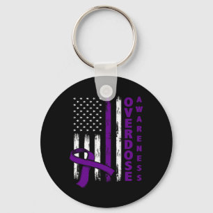 Overdose Awareness Day Usa American Flag Overdose Key Ring