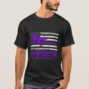 Overdose Awareness Day Usa American Flag Overdose T-Shirt