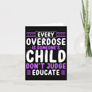 Overdose Awareness Dont Judge Educate Purple Ribbo Card