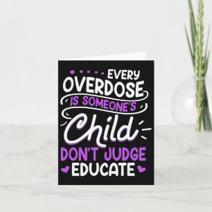 Overdose Awareness Dont Judge Educate Purple Ribbo Card