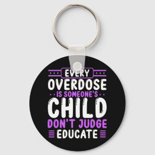 Overdose Awareness Dont Judge Educate Purple Ribbo Key Ring