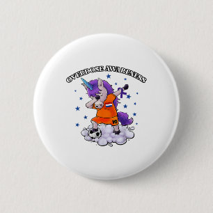 Overdose Awareness Dubbing Unicorn Purple Ribbon 6 Cm Round Badge