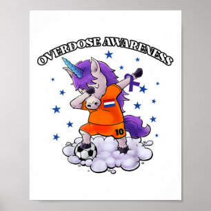 Overdose Awareness Dubbing Unicorn Purple Ribbon Poster