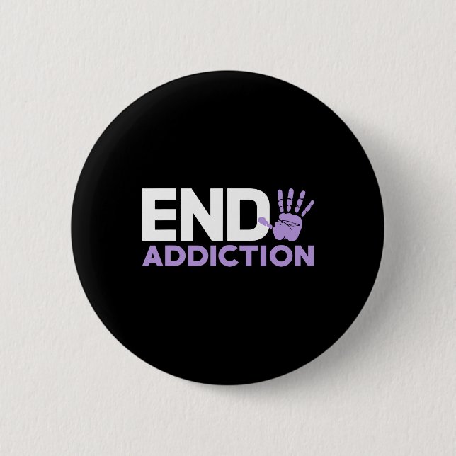 Overdose Awareness End Addiction Stop Hand Sign  6 Cm Round Badge (Front)