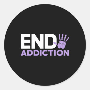 Overdose Awareness End Addiction Stop Hand Sign  Classic Round Sticker