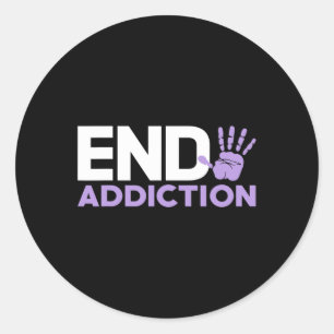 Overdose Awareness End Addiction Stop Hand Sign Classic Round Sticker
