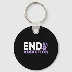 Overdose Awareness End Addiction Stop Hand Sign Key Ring