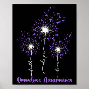 Overdose Awareness Faith Hope Love Dandelion Poster