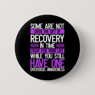 Overdose Awareness Fighter Purple Ribbon Drug Abus 6 Cm Round Badge
