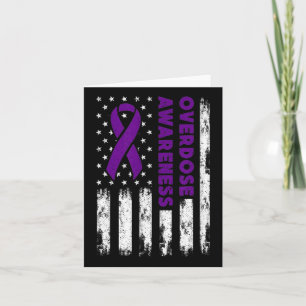 Overdose Awareness Flag Pruple Ribbon Addiction Re Card
