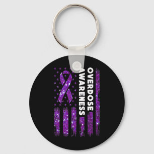 Overdose Awareness Flag Pruple Ribbon Addiction Re Key Ring