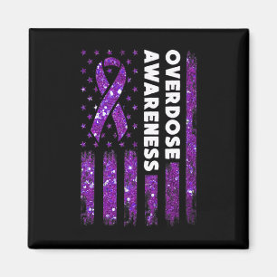 Overdose Awareness Flag Pruple Ribbon Addiction Re Magnet
