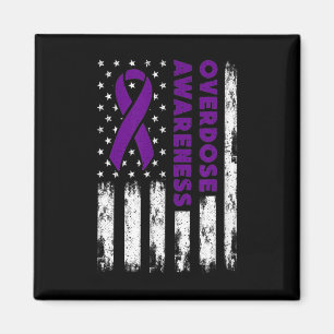 Overdose Awareness Flag Pruple Ribbon Addiction Re Magnet