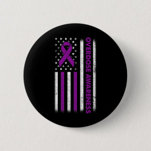 Overdose Awareness Flag Purple Ribbon Addiction Re 6 Cm Round Badge