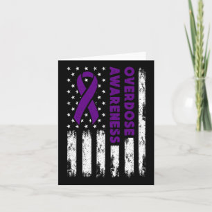 Overdose Awareness Flag Purple Ribbon Addiction Re Card