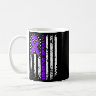 Overdose Awareness Flag Purple Ribbon Addiction Re Coffee Mug