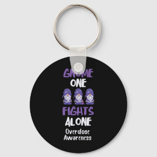 Overdose Awareness Gnome One Fights Alone Purple R Key Ring