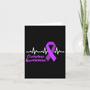 Overdose Awareness Heartbeat Purple Ribbon Opioid  Card