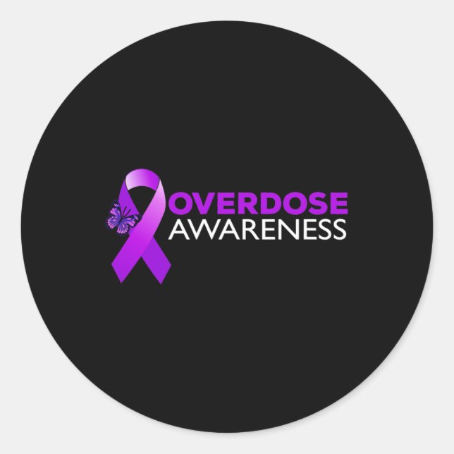 Overdose Awareness  I Wear Purple  Classic Round Sticker (Front)
