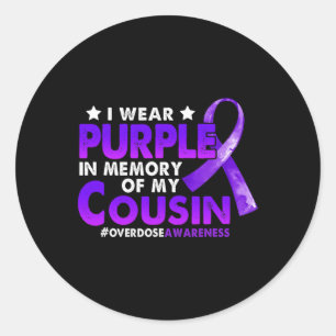 Overdose Awareness I Wear Purple For My Cousin 2  Classic Round Sticker
