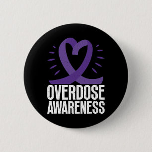 Overdose Awareness In Purple Ribbon For Drug Addic 6 Cm Round Badge