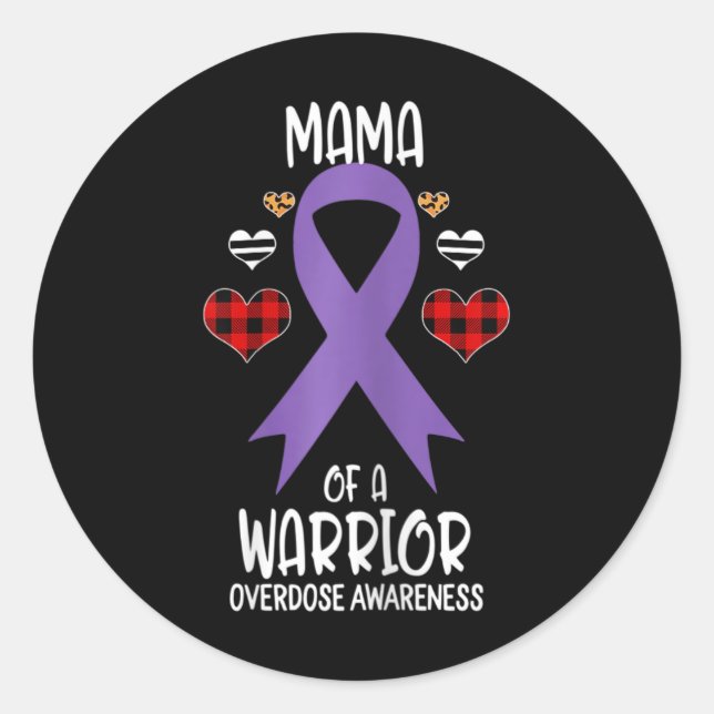 Overdose Awareness Mama Of A Warrior Mum  Classic Round Sticker (Front)