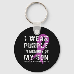 Overdose Awareness Memory of Son Purple Ribbon  Key Ring