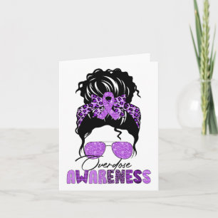 Overdose Awareness Messy Hair Bun For Women 1  Card