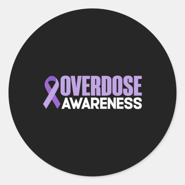 Overdose Awareness Month 2022 Overdose Day Ribbon  Classic Round Sticker (Front)
