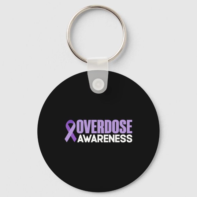 Overdose Awareness Month 2022 Overdose Day Ribbon  Key Ring (Front)