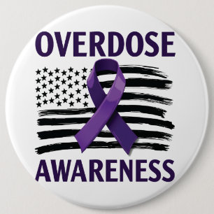 Overdose Awareness Month American Flag Ribbon 6 Cm Round Badge