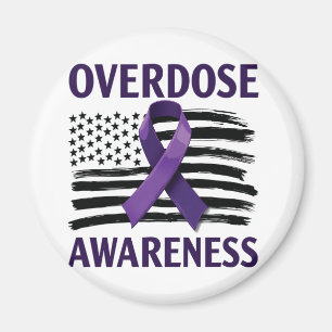Overdose Awareness Month American Flag Ribbon Magnet