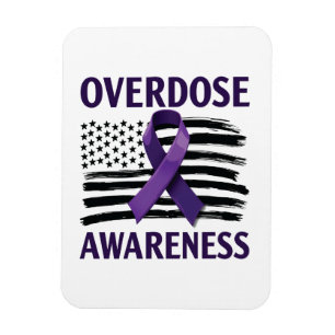 Overdose Awareness Month American Flag Ribbon Magnet