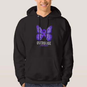 Overdose Awareness Month Butterfly Purple Ribbon P Hoodie