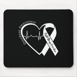 Overdose Awareness Month Heart Purple Ribbon Suppo Mouse Pad
