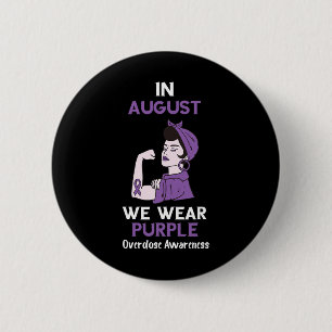 Overdose Awareness Month In August Purple Ribbon O 6 Cm Round Badge