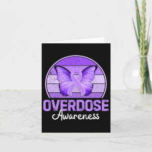 Overdose Awareness Month Purple Ribbon Butterfly Card