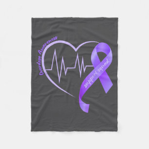 Overdose Awareness Month Purple Ribbon Heart Suprt Fleece Blanket