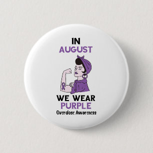 Overdose Awareness Month Purple Ribbon In August O 6 Cm Round Badge