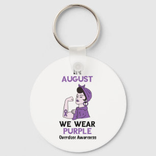 Overdose Awareness Month Purple Ribbon In August O Key Ring