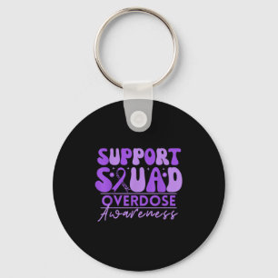 Overdose Awareness Month Purple Ribbon Support Squ Key Ring