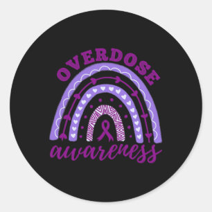 Overdose Awareness Month Rainbow Classic Round Sticker